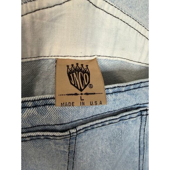 Vintage JNCO Jeans Denim Overalls Baggy Shorts Mens L 90s Skater Rave Streetwear - Picture 4 of 8